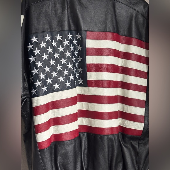 Leather World USA Flag Jacket – Genuine Leather – Men’s Large - Picture 4 of 14